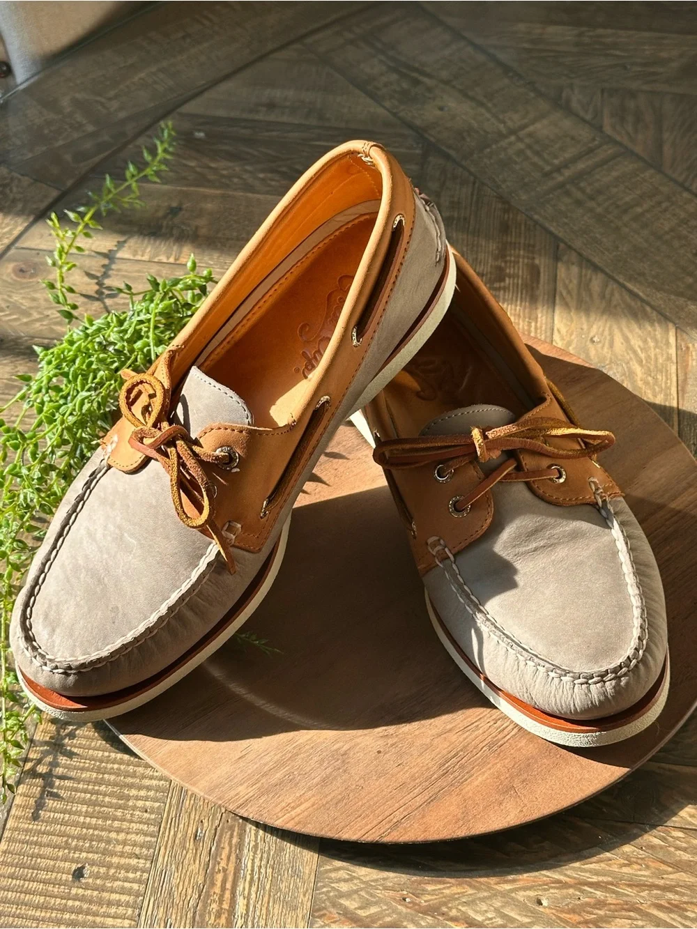 Mens Sperry Top-Sider GOLD CUP 2-Eye Boat Shoe, STS17942 Size 9.5 Steel/Tan READ